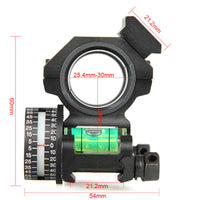 1” / 30mm Picatinny Scope Mount with Angle Indicator,  Bubble Level, and Secondary Dot Sight Mount