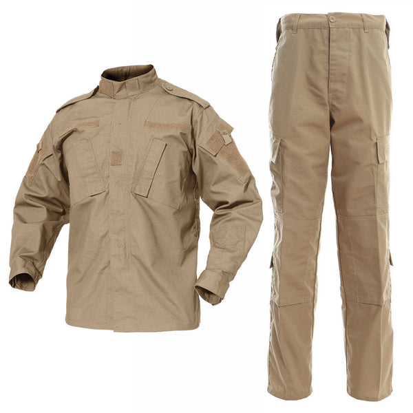 Conjunto de pantalón y chaqueta de combate BDU color tostado Rip Stop 65/35 poliéster/algodón
